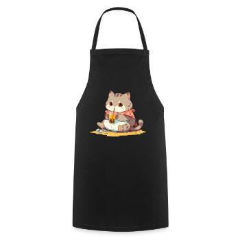 Boba and Cats Katze die Bubble Tee trinkt Anime - Kochschürze - Schwarz - Vorne - AI Model Male 185 dark (185cm)