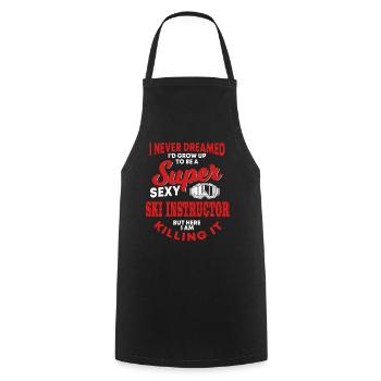 Funny Ski Instructor Saying Shirt - Cooking Apron - black - Front - AI Model Male 185 dark (185cm)