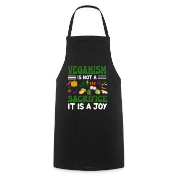 Vegan Veganism - Cooking Apron - black - Front - AI Model Male 185 dark (185cm)