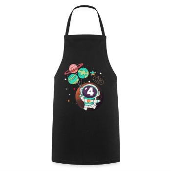 Kids 4th Birthday Astronaut 4 Year Old Birthday - Cooking Apron - black - Front - AI Model Male 185 dark (185cm)