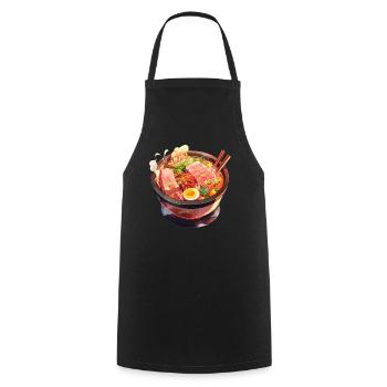 Anime Ramen Noodles - Cooking Apron - black - Front - AI Model Male 185 dark (185cm)