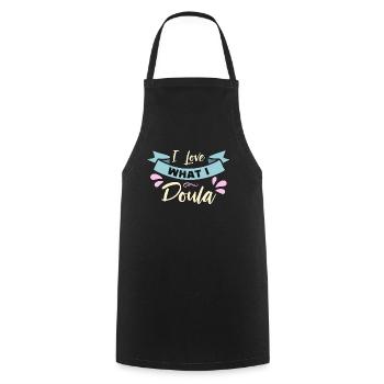 Doula I Love What I Doula Birth Companion Midwives - Kochschürze - Schwarz - Vorne - AI Model Male 185 dark (185cm)