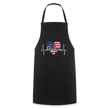 Boston Skyline Herzschlag USA Flagge Herz Liebe - Kochschürze - Schwarz - Vorne - AI Model Male 185 dark (185cm)