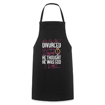 Bonne fête de divorce Mon ex et moi - Tablier de cuisine - noir - Devant - AI Model Male 185 dark (185cm)