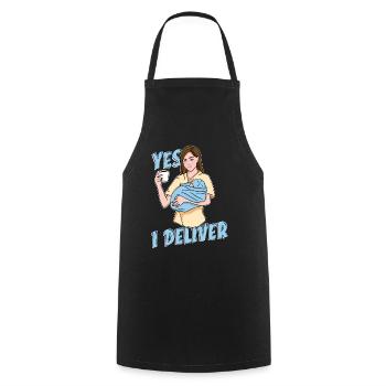 Ob/Gyn Nurse Yes I Deliver Baby Catcher OB Nurse - Cooking Apron - black - Front - AI Model Male 185 dark (185cm)