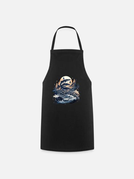 Poisson Poisson Brochet Carpe Pêcheur Poisson Pêche - Tablier de cuisine - noir