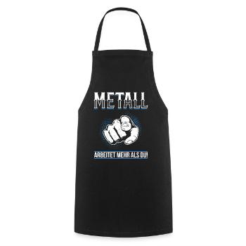 Metall arbeitet mehr als du - Handewrk Outfit - Kochschürze - Schwarz - Vorne - AI Model Male 185 dark (185cm)