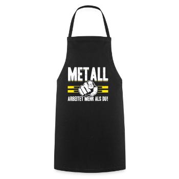 Metall arbeitet mehr als du - Handewrk Outfit - Kochschürze - Schwarz - Vorne - AI Model Male 185 dark (185cm)