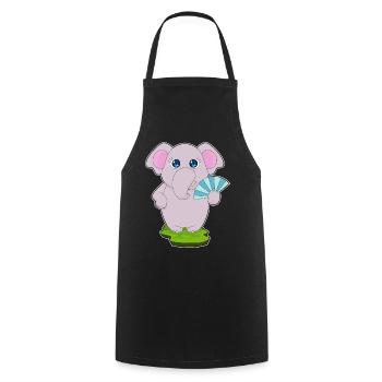 Éventail de main d’éléphant - Tablier de cuisine - noir - Devant - AI Model Male 185 dark (185cm)