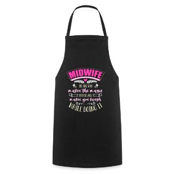 Midwife The One Who Makes The Magic Baby Catcher - Cooking Apron - black - Front - AI Model Male 185 dark (185cm)