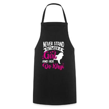 Girl and her Do Khyi Tibetan Mastiff - Cooking Apron - black - Front - AI Model Male 185 dark (185cm)