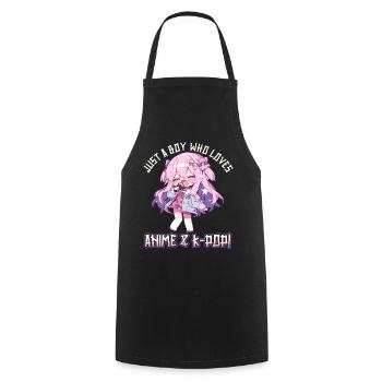 Juste un garçon qui aime l’anime et la K-Pop - Tablier de cuisine - noir - Devant - AI Model Male 185 dark (185cm)