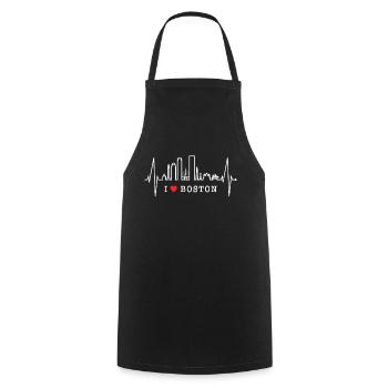 Boston Skyline Heartbeat USA Fan Heart Pulse Love - Cooking Apron - black - Front - AI Model Male 185 dark (185cm)