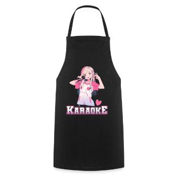 Filles Manga Anime Karaoké - Tablier de cuisine - noir - Devant - AI Model Male 185 dark (185cm)