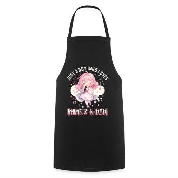 Juste un garçon qui aime l’anime et la K-Pop - Tablier de cuisine - noir - Devant - AI Model Male 185 dark (185cm)