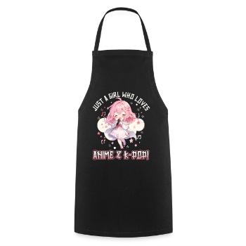 Juste une fille qui aime l’anime et la K-Pop - Tablier de cuisine - noir - Devant - AI Model Male 185 dark (185cm)