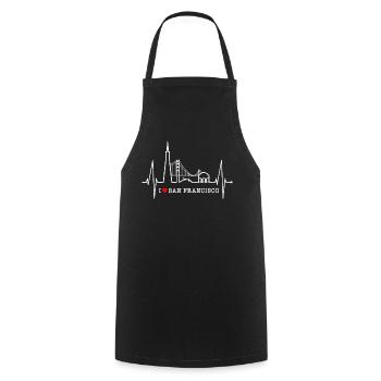 San Francisco Skyline Heartbeat California USA - Cooking Apron - black - Front - AI Model Male 185 dark (185cm)