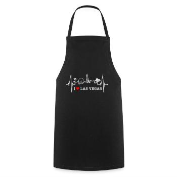 Las Vegas Skyline Heartbeat Nevada USA Heart Love - Cooking Apron - black - Front - AI Model Male 185 dark (185cm)