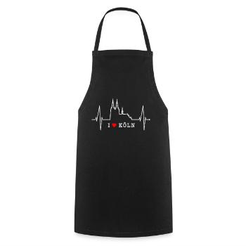 Cologne Skyline Heartbeat Heart Kölsch Love Cologne - Tablier de cuisine - noir - Devant - AI Model Male 185 dark (185cm)