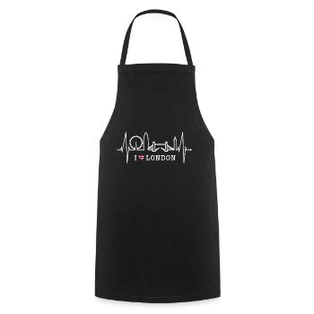 London Heartbeat Skyline Angleterre Heart Union Jack - Tablier de cuisine - noir - Devant - AI Model Male 185 dark (185cm)