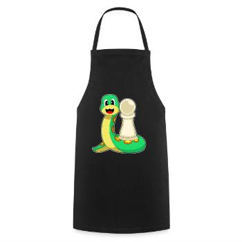 Échecs en forme de serpent en pion - Tablier de cuisine - noir - Devant - AI Model Male 185 dark (185cm)