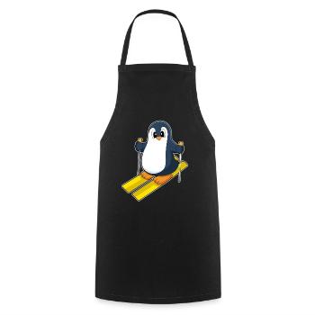 Pinguin Skifahrer Ski Wintersport - Kochschürze - Schwarz - Vorne - AI Model Male 185 dark (185cm)