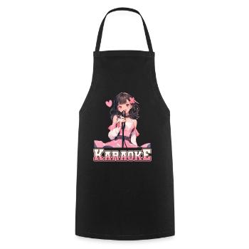 Filles Manga Anime Karaoké - Tablier de cuisine - noir - Devant - AI Model Male 185 dark (185cm)
