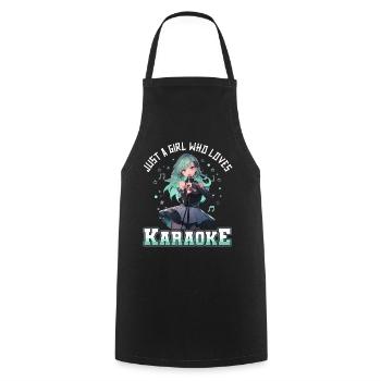 Juste une fille qui aime le karaoké - Tablier de cuisine - noir - Devant - AI Model Male 185 dark (185cm)