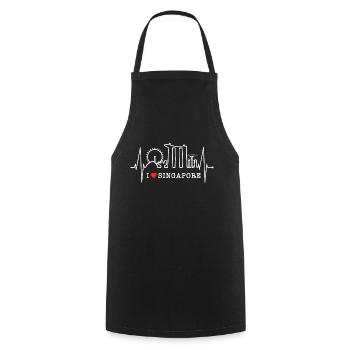 Singapore Skyline Heartbeat Asia I Love Singapore - Tablier de cuisine - noir - Devant - AI Model Male 185 dark (185cm)