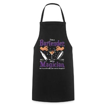 Inquiétudes du barman - Tablier de cuisine - noir - Devant - AI Model Male 185 dark (185cm)