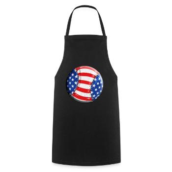 Kids Baseball USA Flag Design Professional Baseball - Cooking Apron - black - Front - AI Model Male 185 dark (185cm)