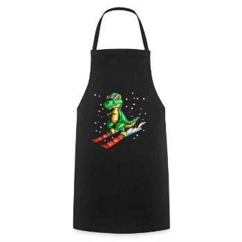 Pilote de ski sur neige Dinosaure Piste de neige - Tablier de cuisine - noir - Devant - AI Model Male 185 dark (185cm)