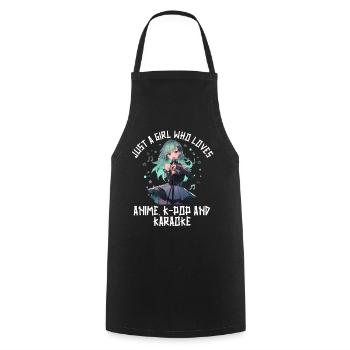 Juste une fille qui aime l’anime K-Pop et le karaoké - Tablier de cuisine - noir - Devant - AI Model Male 185 dark (185cm)