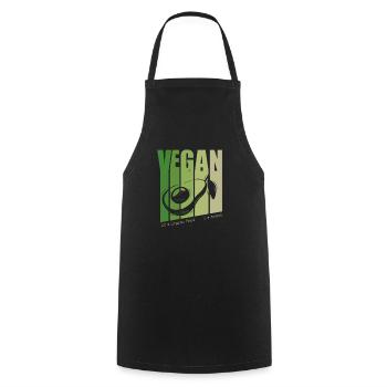 Retro Plant-Based Vegan Vegans Vegetarian Veganism - Cooking Apron - black - Front - AI Model Male 185 dark (185cm)