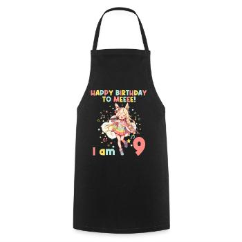 Anime Mandga K-Pop KPop Girl 9th Birthday - Cooking Apron - black - Front - AI Model Male 185 dark (185cm)