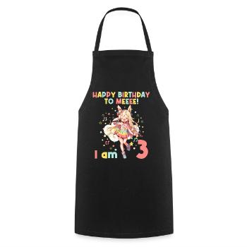 Anime Mandga K-Pop KPop Girl 3rd Birthday - Cooking Apron - black - Front - AI Model Male 185 dark (185cm)