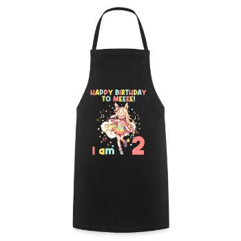 Anime Mandga K-Pop KPop Girl 2nd Birthday - Cooking Apron - black - Front - AI Model Male 185 dark (185cm)