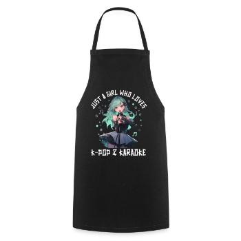 Juste une fille qui aime l’anime K-Pop et le karaoké - Tablier de cuisine - noir - Devant - AI Model Male 185 dark (185cm)