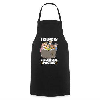 Clergé Quartier Amical Pasteur Christianisme - Tablier de cuisine - noir - Devant - AI Model Male 185 dark (185cm)