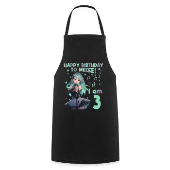 Anime Mandga K-Pop KPop Girl 3rd Birthday - Cooking Apron - black - Front - AI Model Male 185 dark (185cm)
