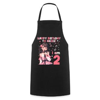 Anime Mandga K-Pop KPop Girl 2nd Birthday - Cooking Apron - black - Front - AI Model Male 185 dark (185cm)