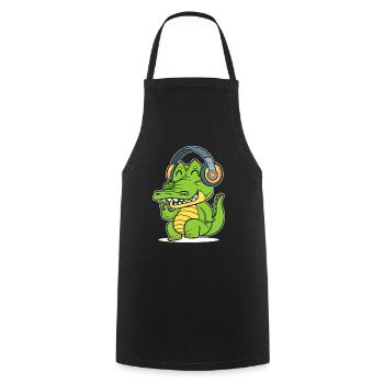DJ Crocodile Discjockey - Kochschürze - Schwarz - Vorne - AI Model Male 185 dark (185cm)