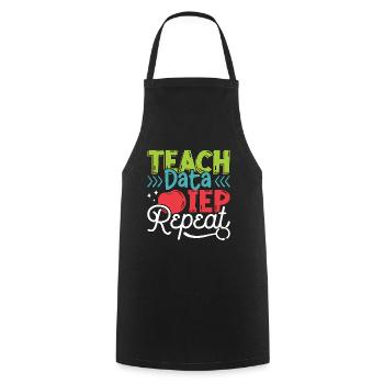 IEP Teach Data IEP Repeat Educator Sped Teacher - Cooking Apron - black - Front - AI Model Male 185 dark (185cm)
