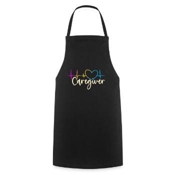 Caregiving Caregiver Heartbeat Loves Caretaker - Cooking Apron - black - Front - AI Model Male 185 dark (185cm)