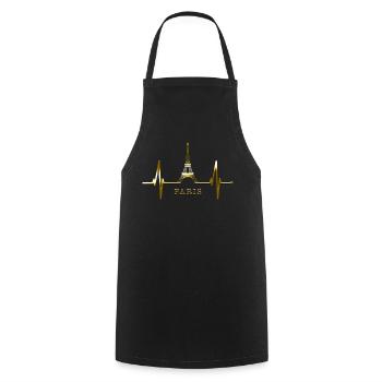 Paris Skyline Heartbeat Eiffel Tower France - Cooking Apron - black - Front - AI Model Male 185 dark (185cm)
