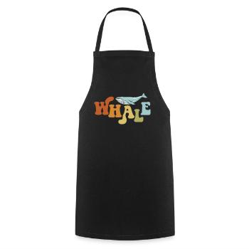 Béluga bleu rétro Cetacea Cachalot Watcher Whale - Tablier de cuisine - noir - Devant - AI Model Male 185 dark (185cm)