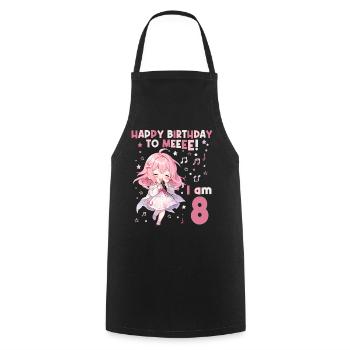 Anime Mandga K-Pop KPop Girl 8th Birthday - Cooking Apron - black - Front - AI Model Male 185 dark (185cm)