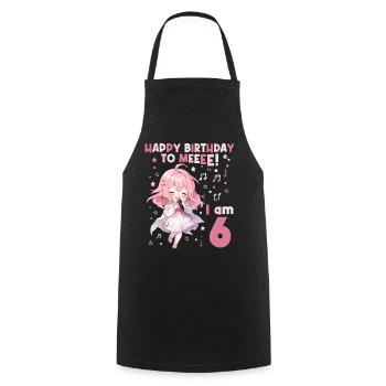 Anime Mandga K-Pop KPop Girl 6th Birthday - Cooking Apron - black - Front - AI Model Male 185 dark (185cm)