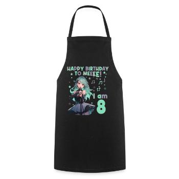 Anime Mandga K-Pop KPop Girl 8th Birthday - Cooking Apron - black - Front - AI Model Male 185 dark (185cm)