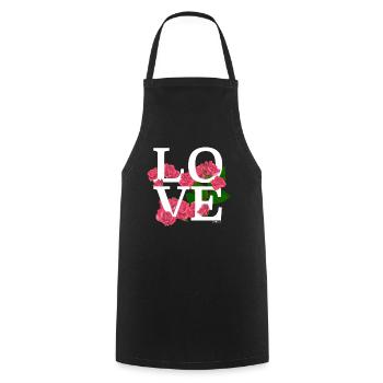 Amour floral avec des roses - Tablier de cuisine - noir - Devant - AI Model Male 185 dark (185cm)